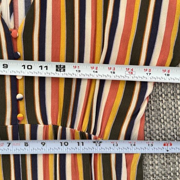 MADEWELL V-Neck Button-Front Jumpsuit  Rainbow Stripe Mavis Multi Stripe Bone 6 - Picture 7 of 9